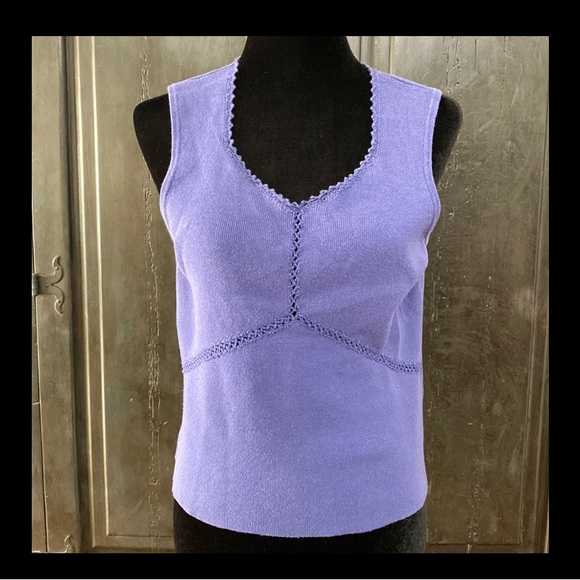 Vintage Gloria Vanderbilt periwinkle sleeveless sweater tank. Size PS - Picture 1 of 8